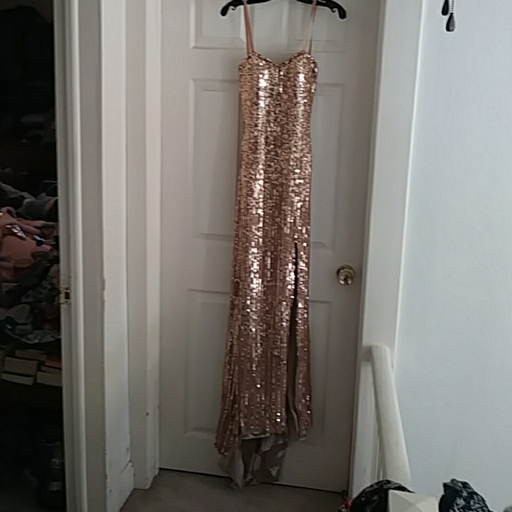 Beautiful golden sequined evening dress